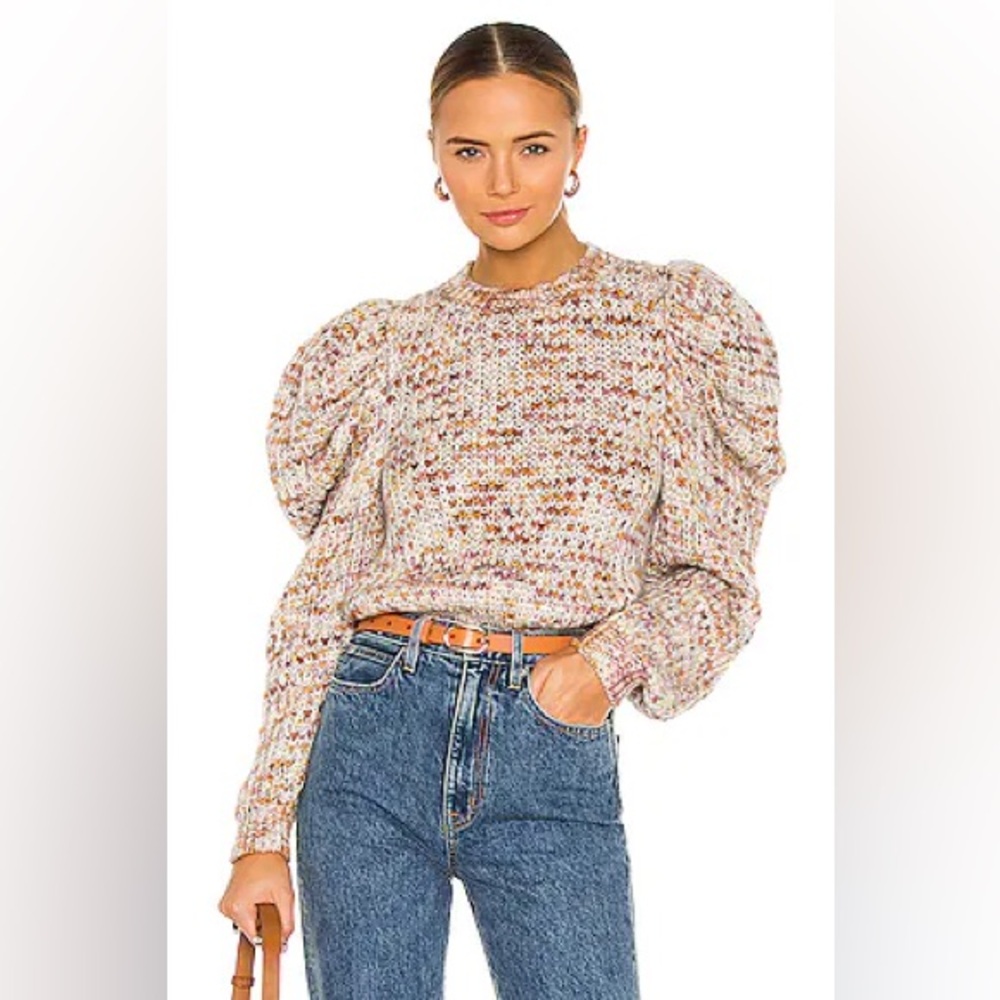 ULLA JOHNSON Rosina Puff Sleeve Wool Sweater - Beige